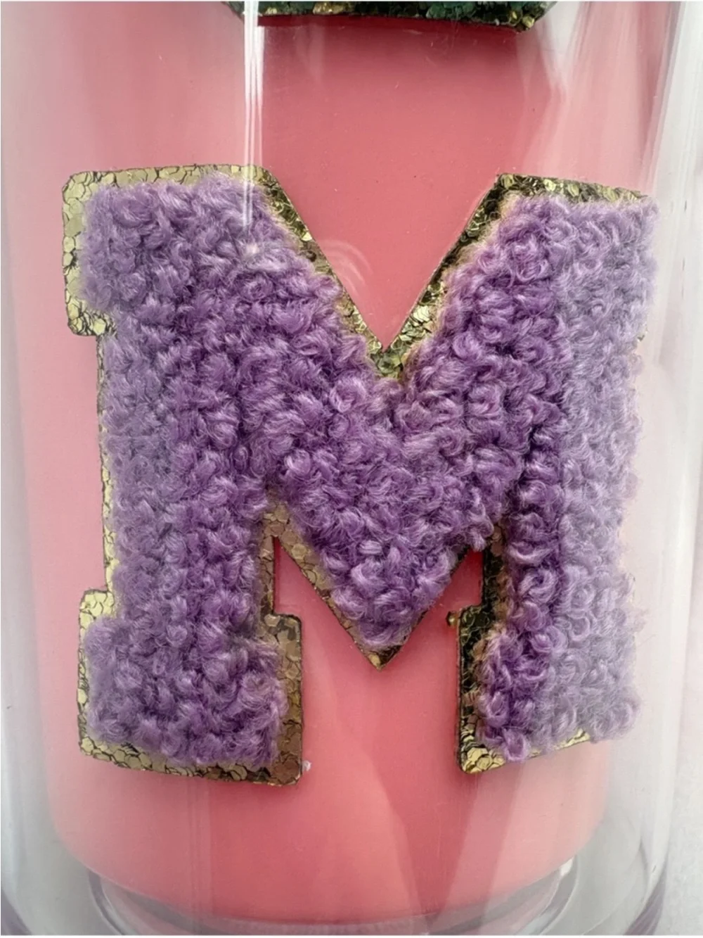 Viral 'MOM' Retro Chenille Patch Decorative Tumbler with Straw